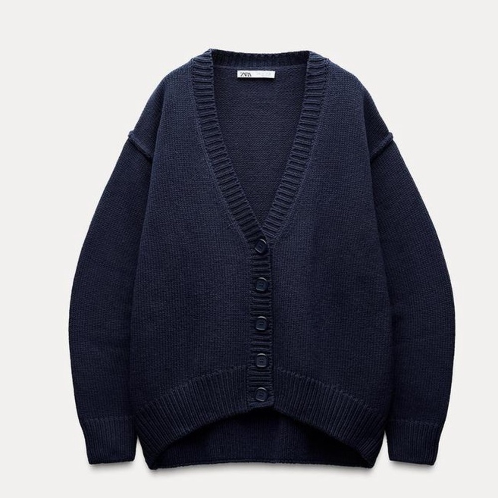 Zara Pleated Sleeve Knit Cardigan - Picture 10 of 15